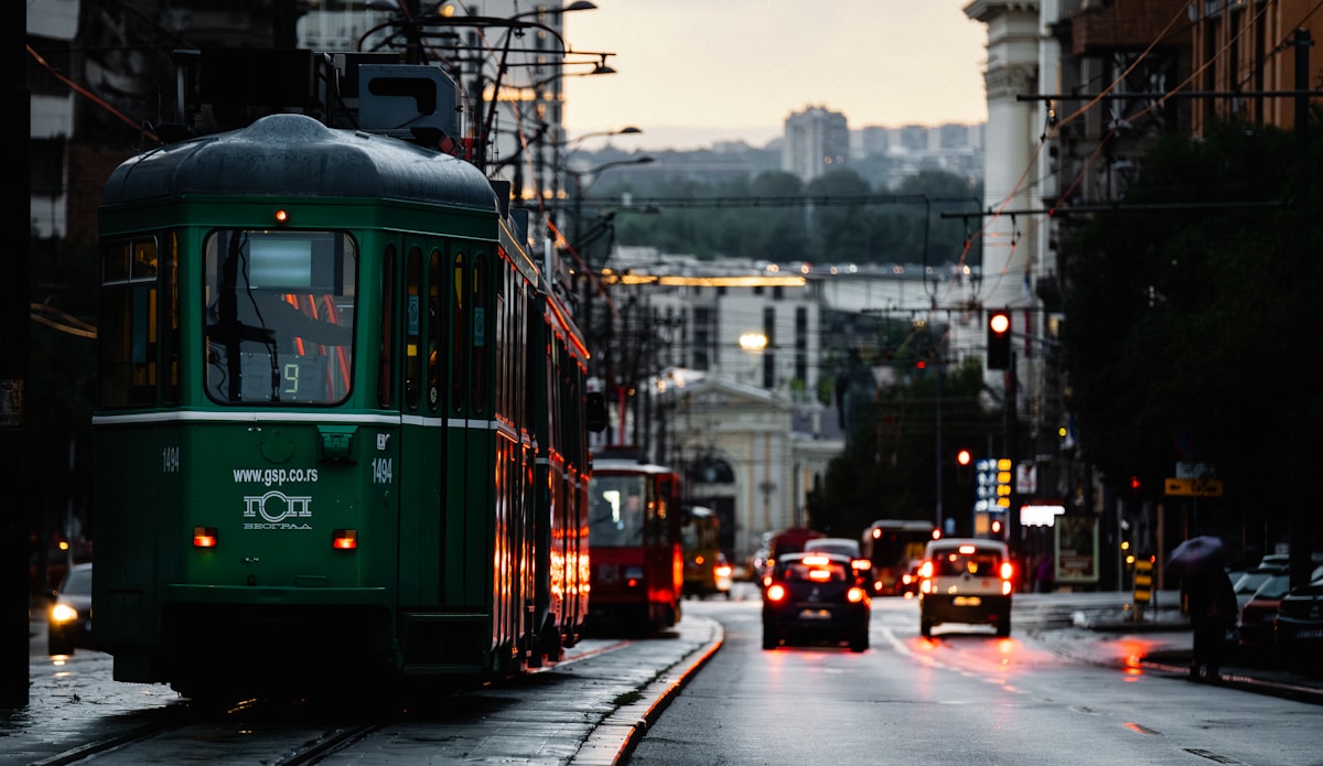 City street scene in Belgrade, Serbia