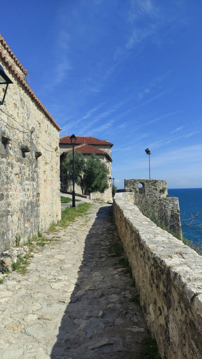 Stone walkway along the Adriatic coast, Montenegro