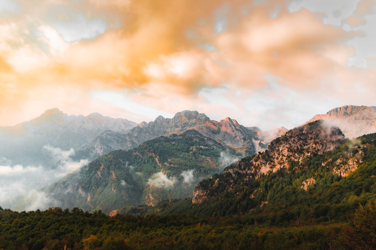 Rocky peaks and lush meadows in the Albanian Alps