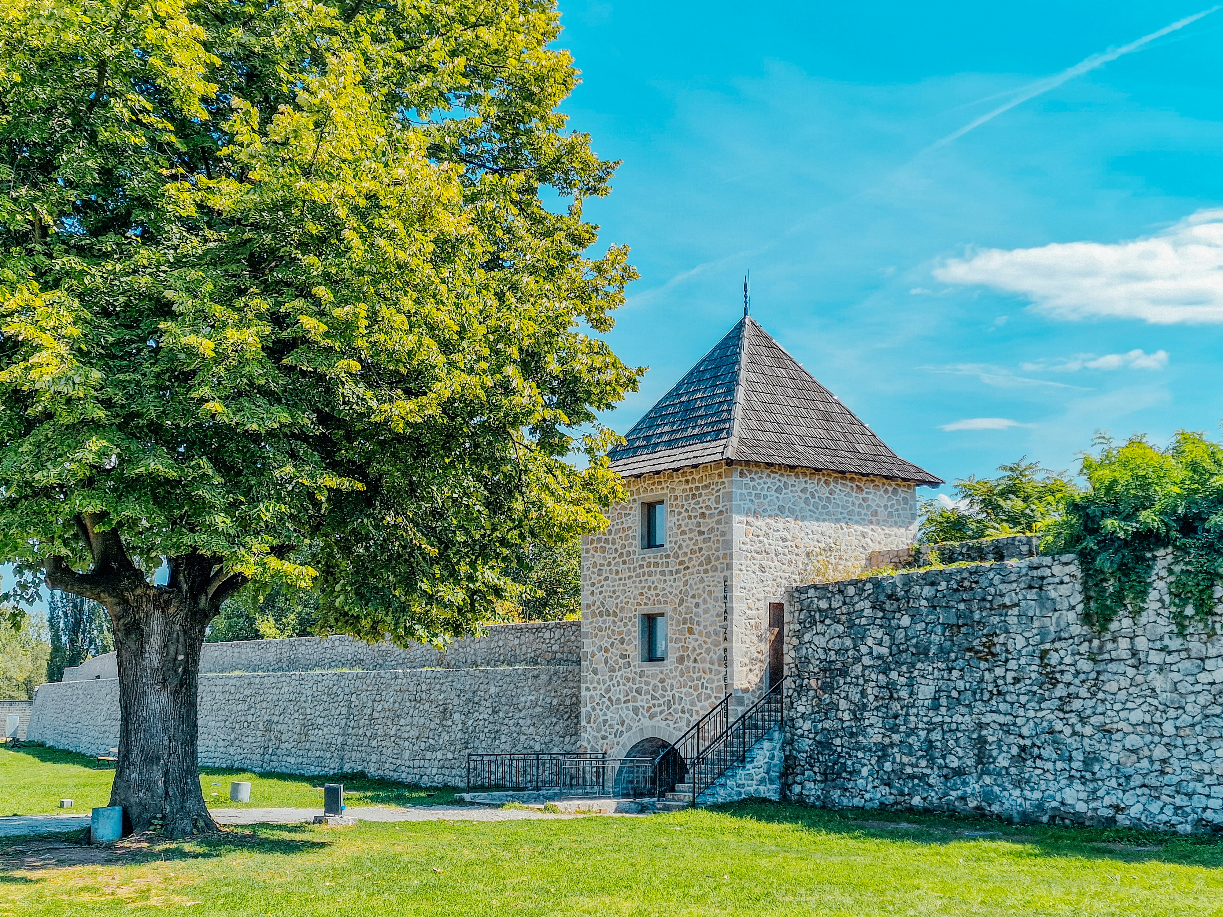 Stone tower and walls of Kastel fortress, Banja Luka, Bosnia and Herzegovina