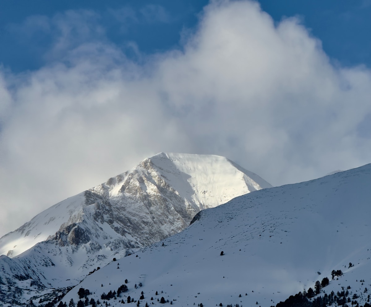Snow-covered mountain peak near Bansko in the Pirin Mountains, Bulgaria