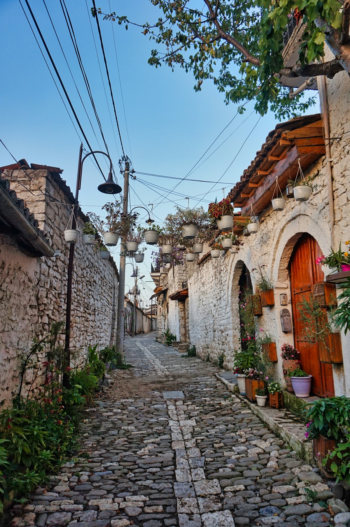 Traditional Ottoman street in Berat old town, Albania
