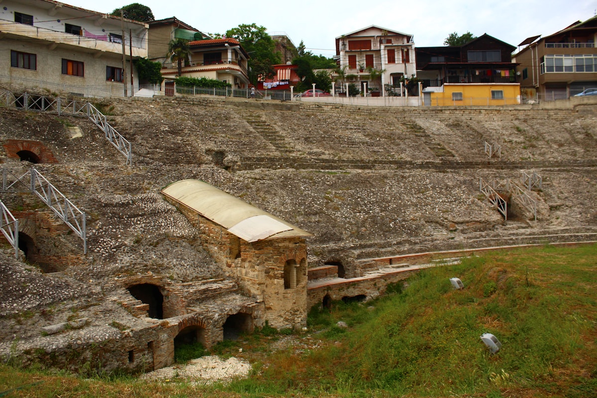 Durrës Roman Amphitheatre stone structure, Albania