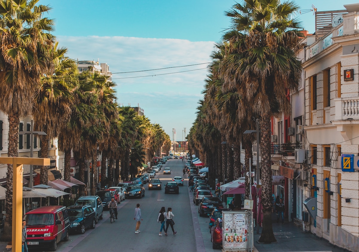 Street scene in central Durrës, Albania
