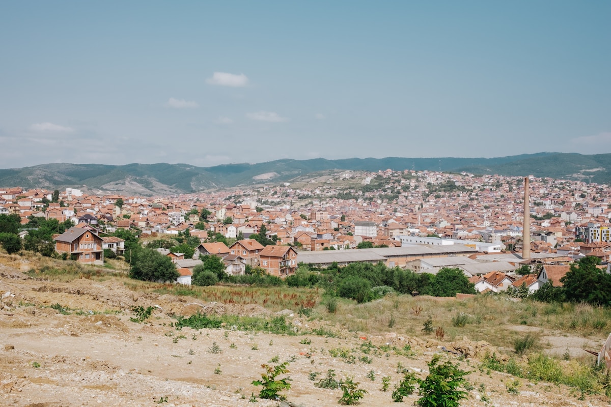 Aerial view of Pristina, Kosovo's capital city