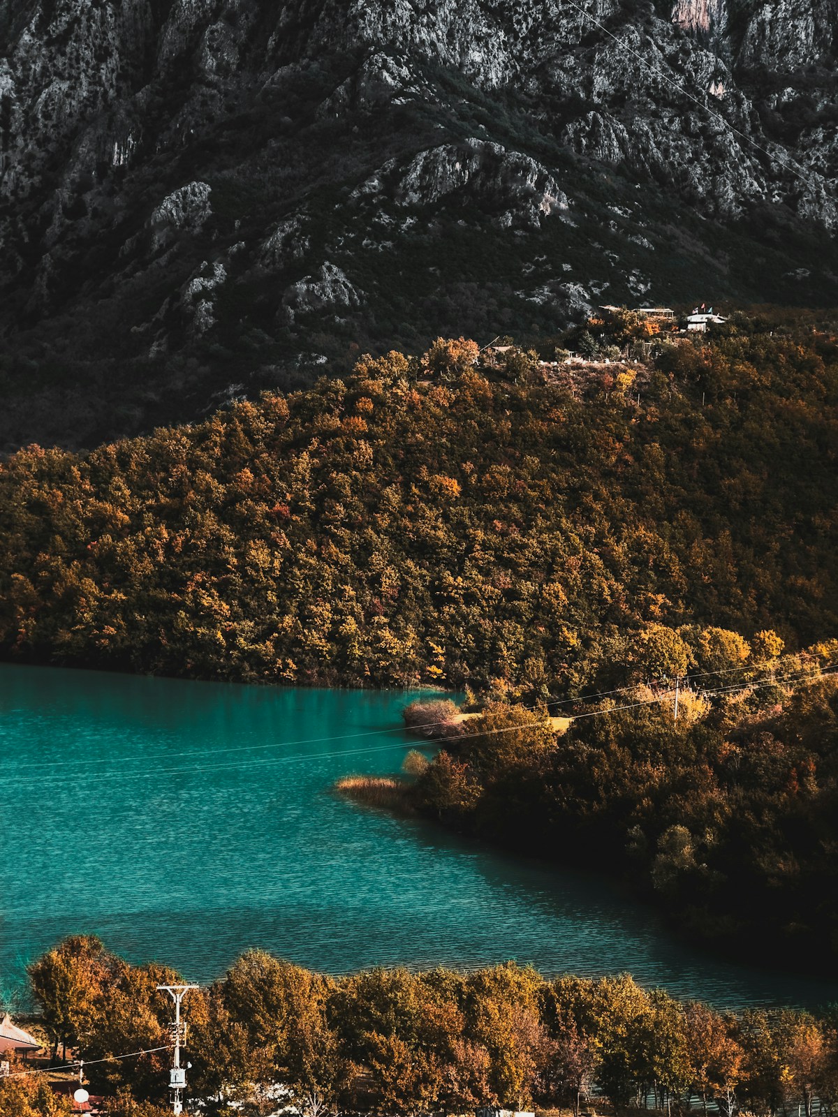 Lake and mountain landscape near Shkoder, Albania