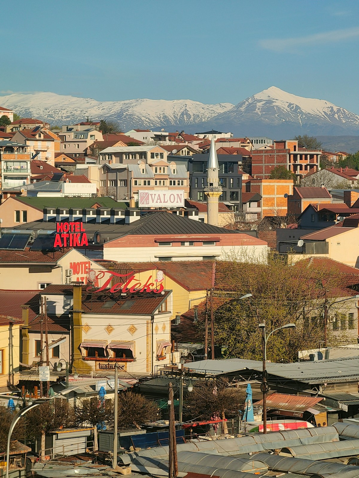 Skopje city view with mountains behind, North Macedonia