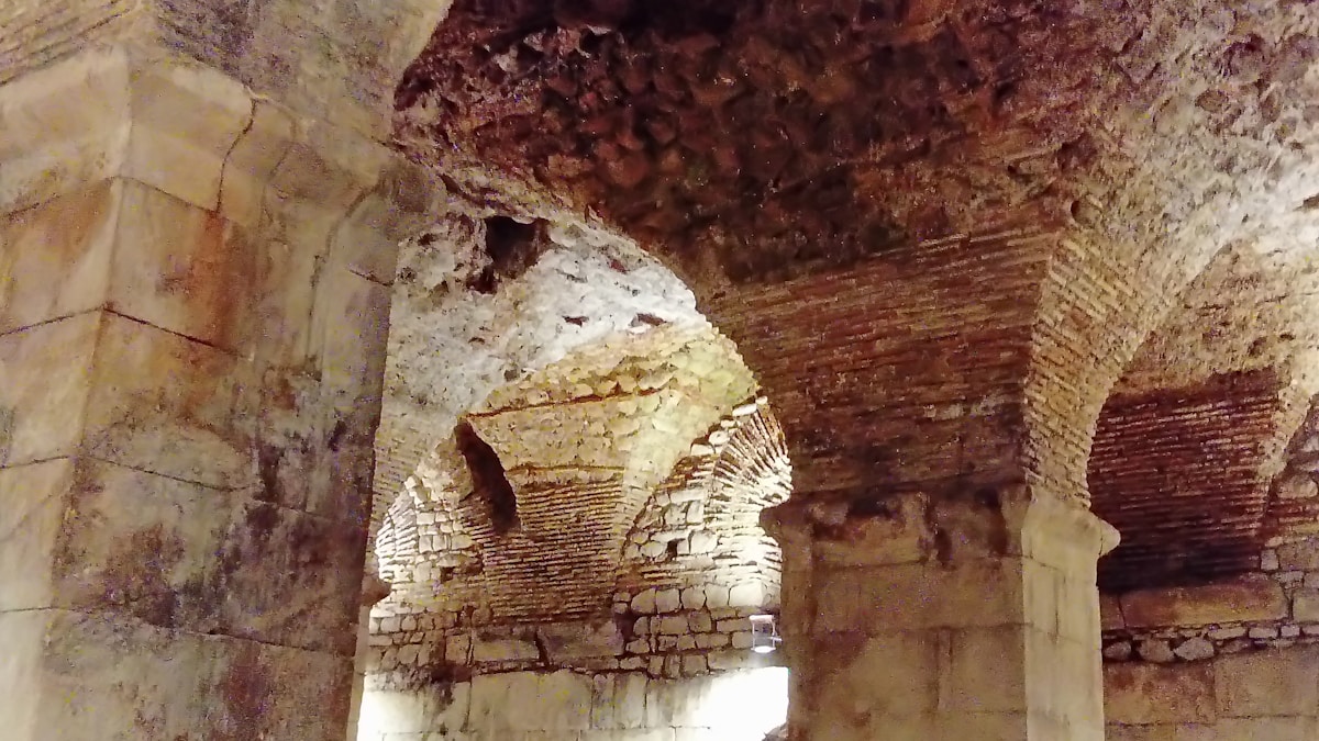 Diocletian's Palace stone corridor in Split, Croatia