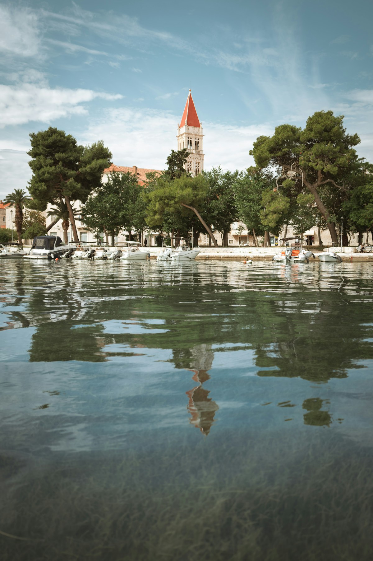 Trogir UNESCO Old Town from the water, Dalmatian coast Croatia