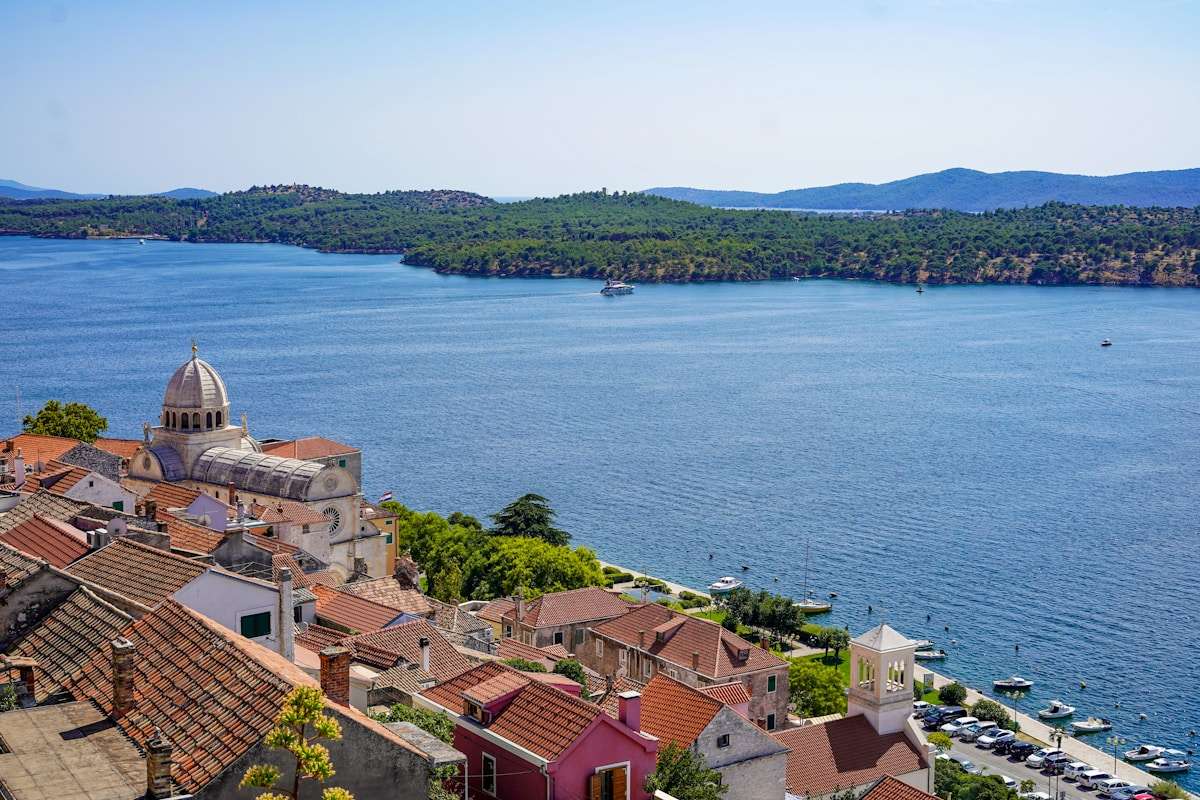 Aerial view of Šibenik on the Dalmatian coast, Croatia