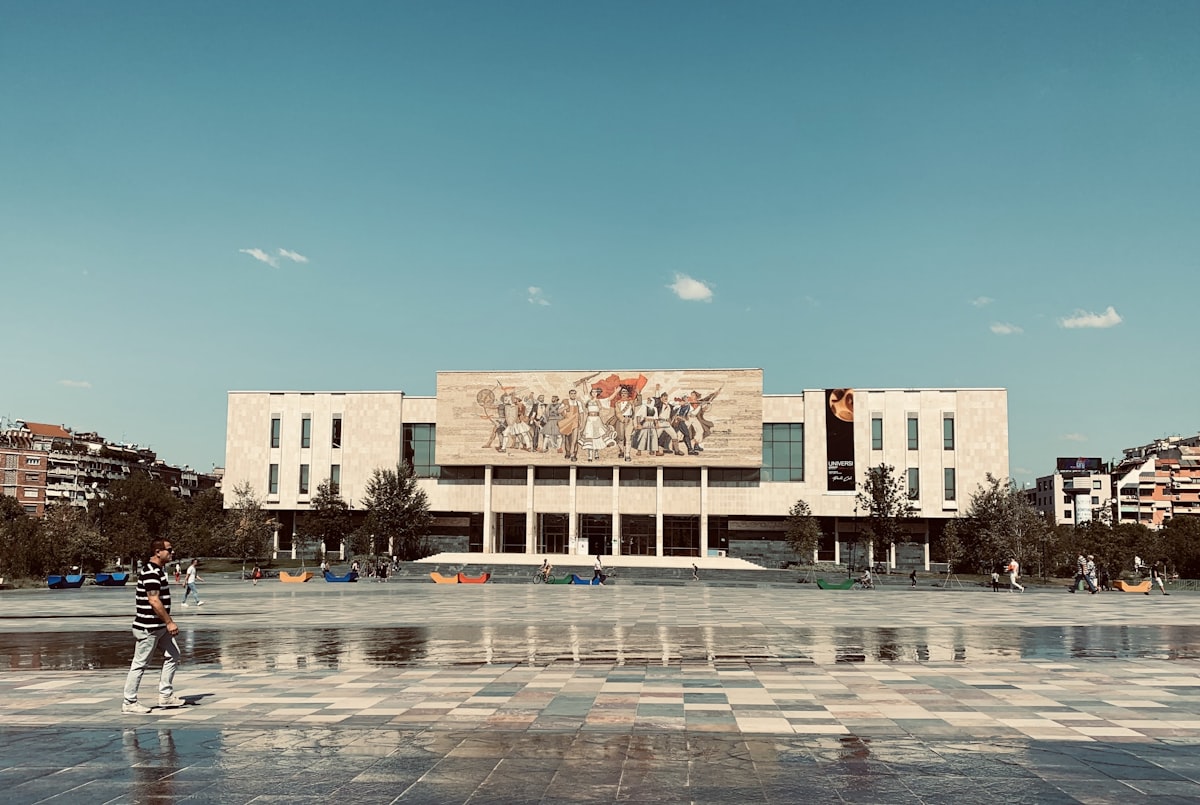 National History Museum on Skanderbeg Square in Tirana, Albania, with its famous socialist realist mosaic facade