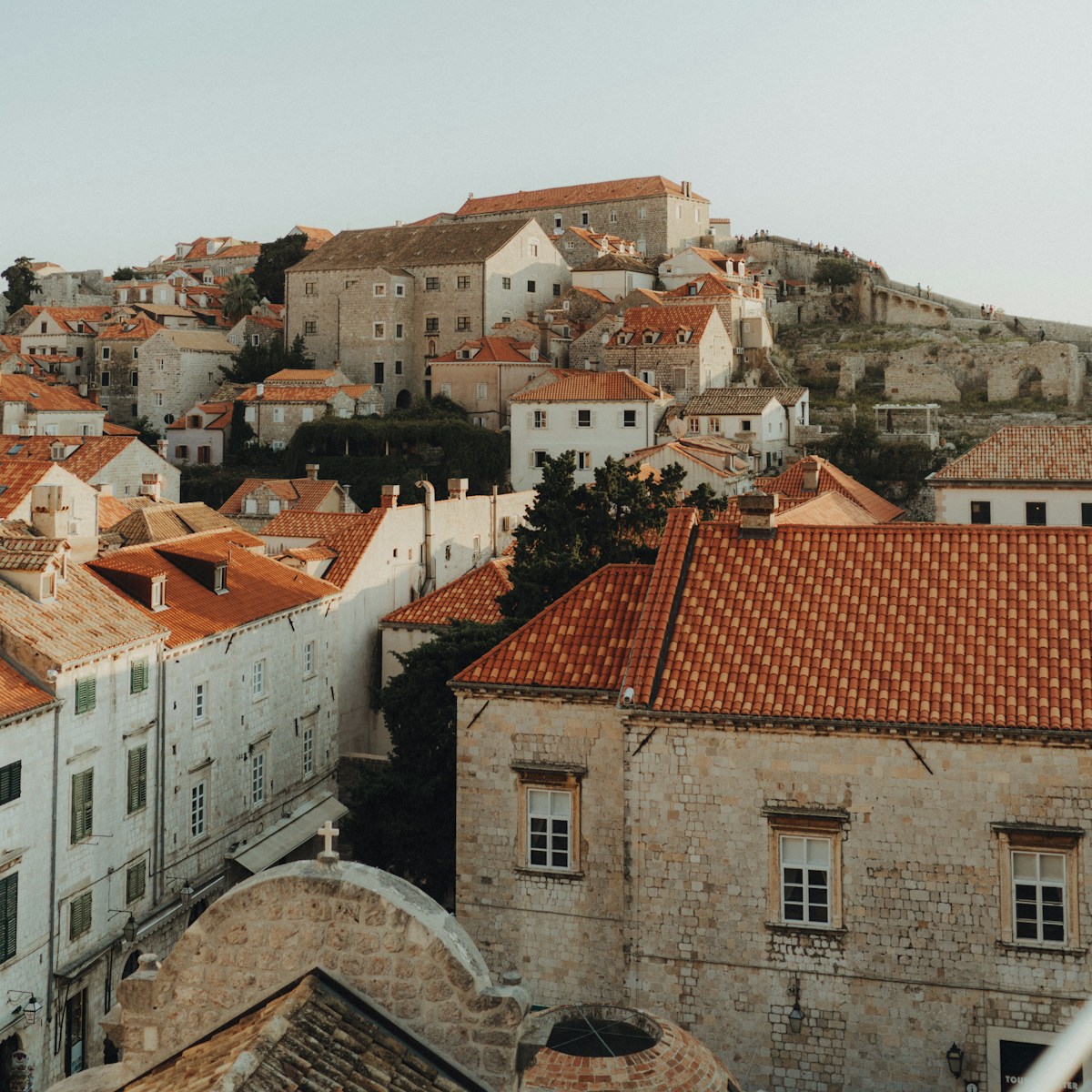 Historic stone buildings and terracotta rooftops of Croatia's Dalmatian coast