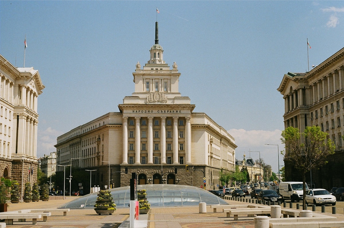 National Assembly of Bulgaria with clock tower in Sofia, Bulgaria