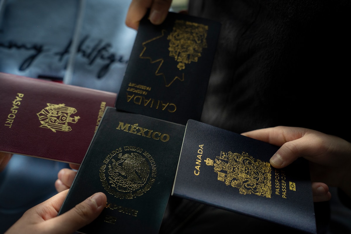 Four passports held by different people - border crossings in the Balkans