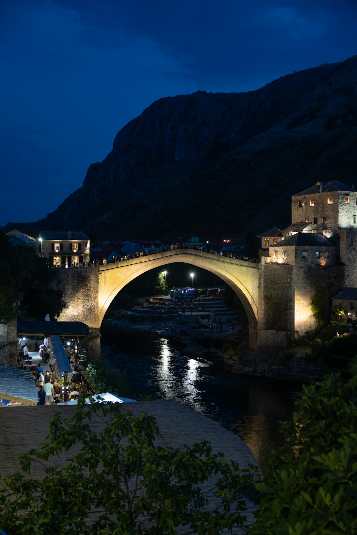 Aerial view of Mostar over the Neretva River, Bosnia and Herzegovina