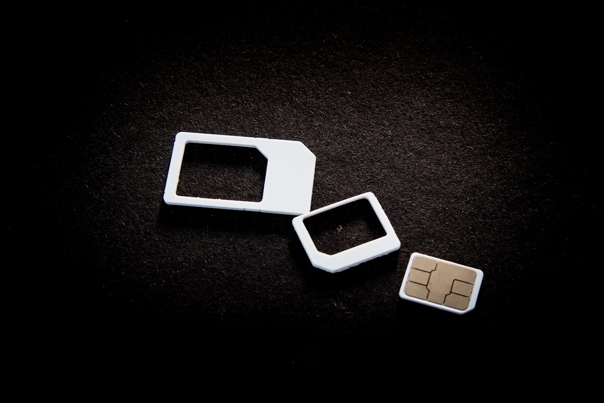 SIM cards and adaptors on display — SIM card guide for the Balkans
