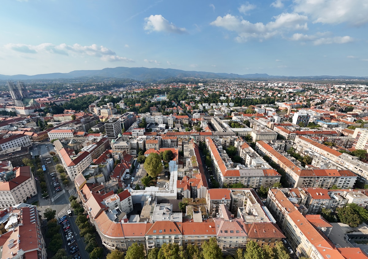 Aerial view of Zagreb city, Croatia