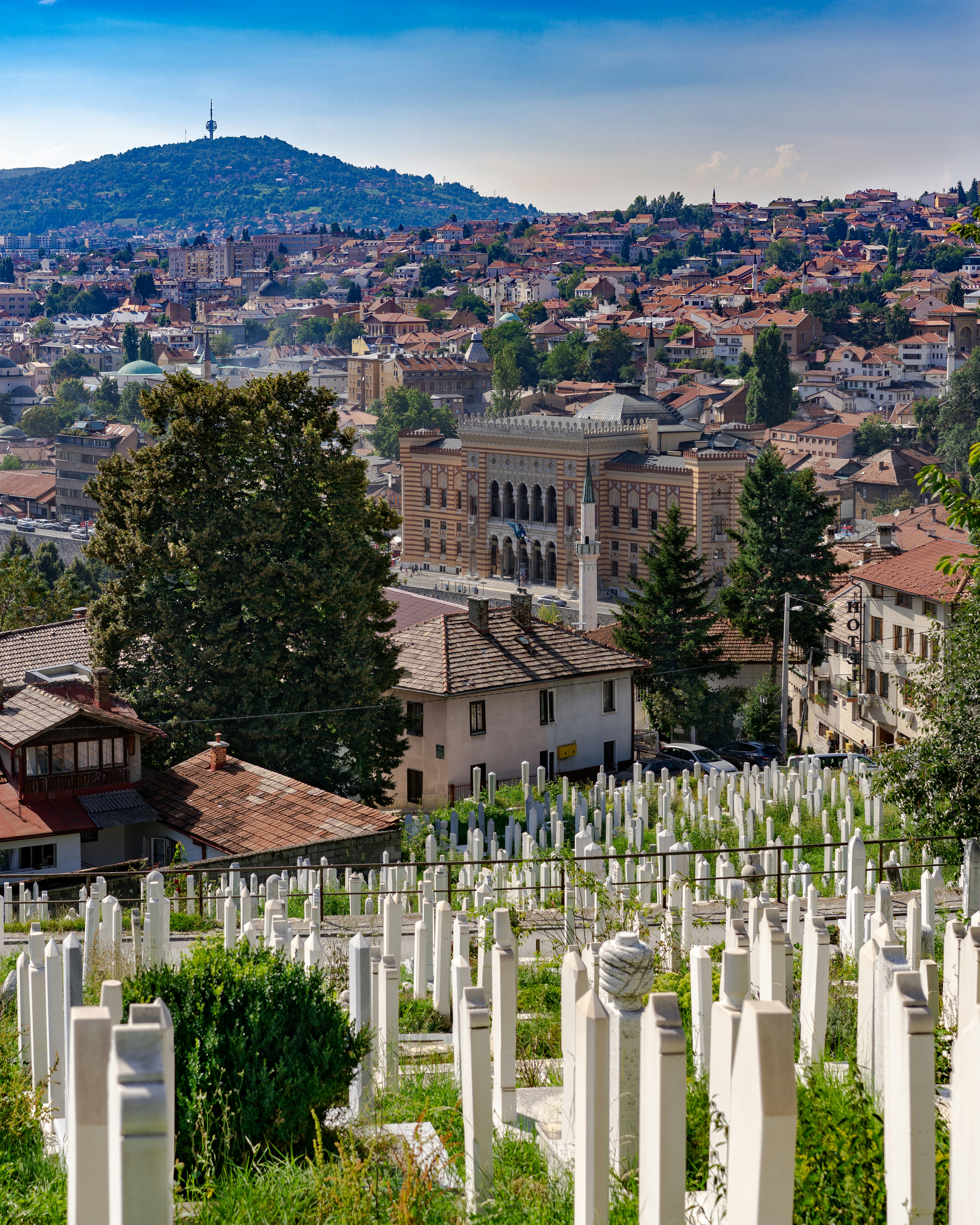 Martyrs' Memorial Cemetery on a hillside above Sarajevo, Bosnia and Herzegovina