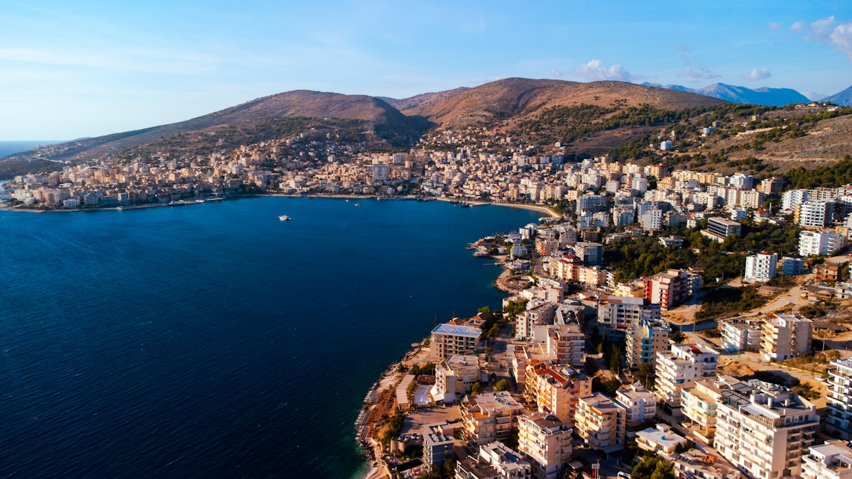 Scenic seafront of Saranda on the Albanian Riviera