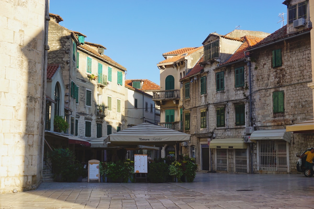 Stone street with buildings in Split old town, Croatia