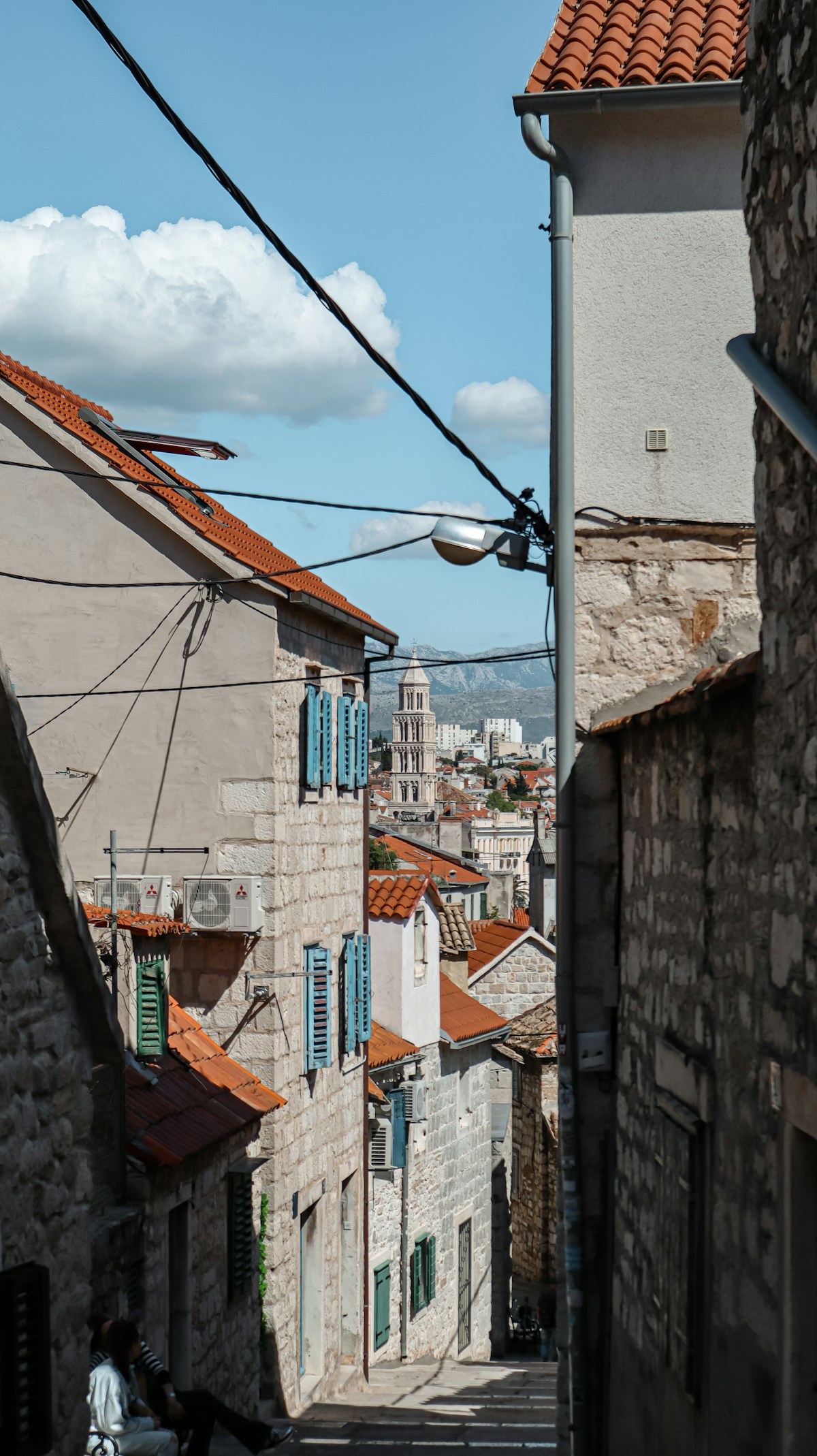 Narrow stone street in Split old town, Croatia