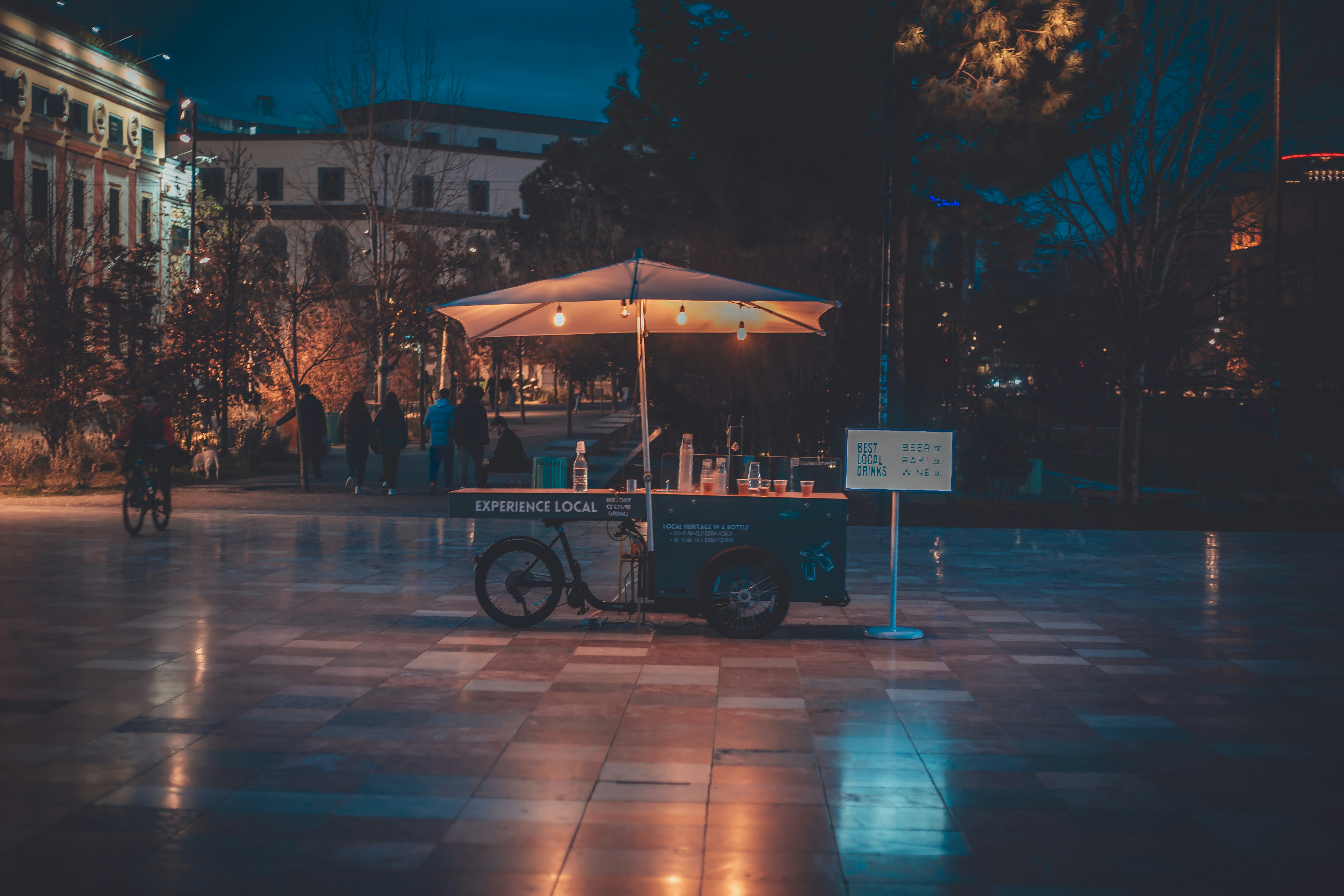 Tirana city centre with an outdoor festival atmosphere and Ferris wheel, Albania
