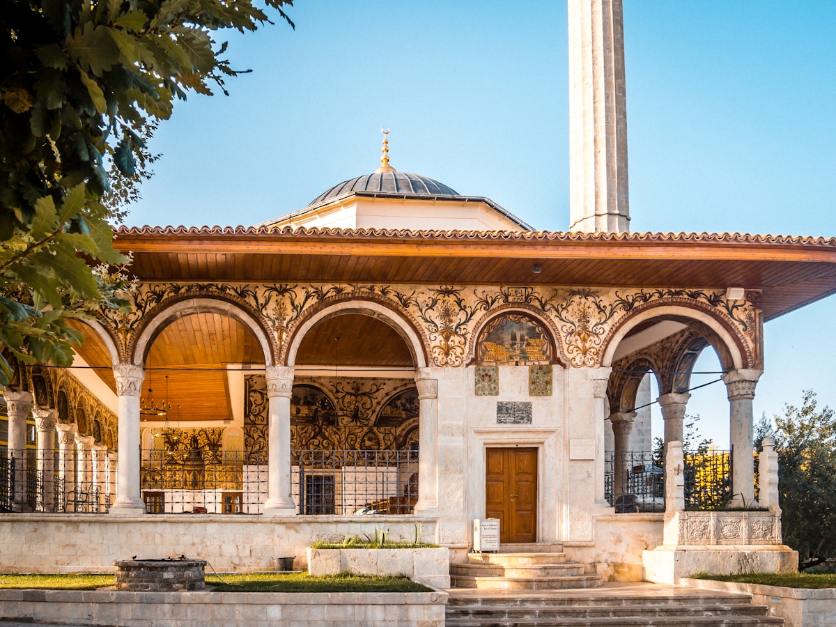 Et'hem Bey Mosque on Skanderbeg Square in Tirana, Albania