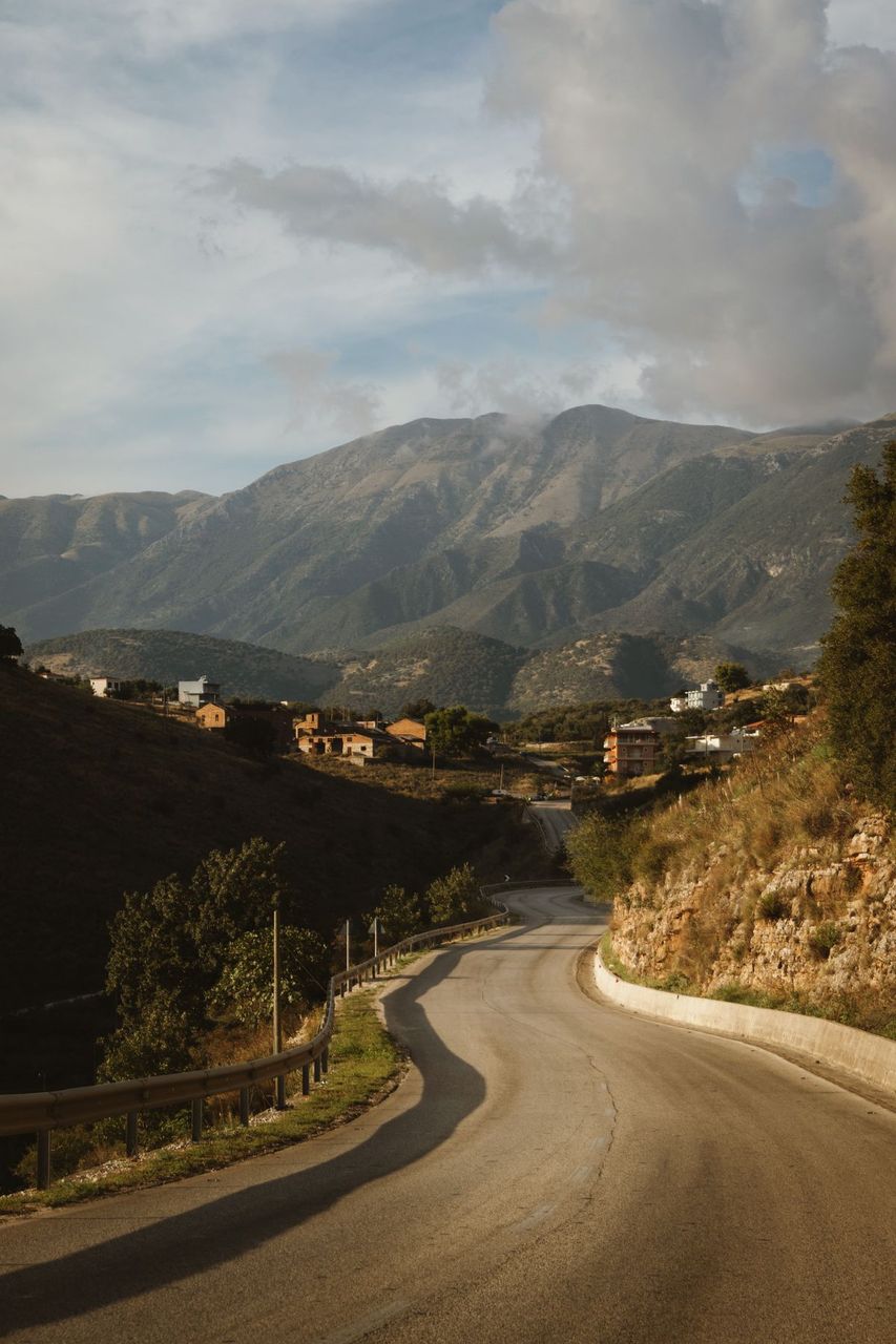 Mountain road through a high alpine pass above Lake Ohrid on the Albania-North Macedonia border