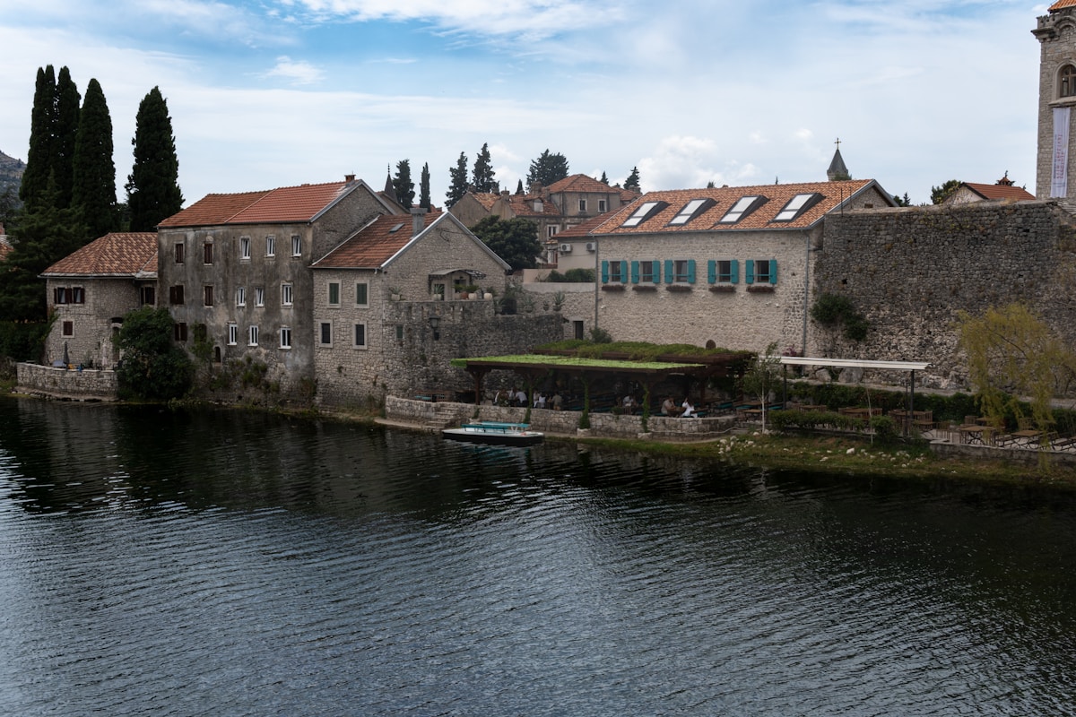 Buildings alongside the Trebišnjica river in Trebinje, Bosnia and Herzegovina