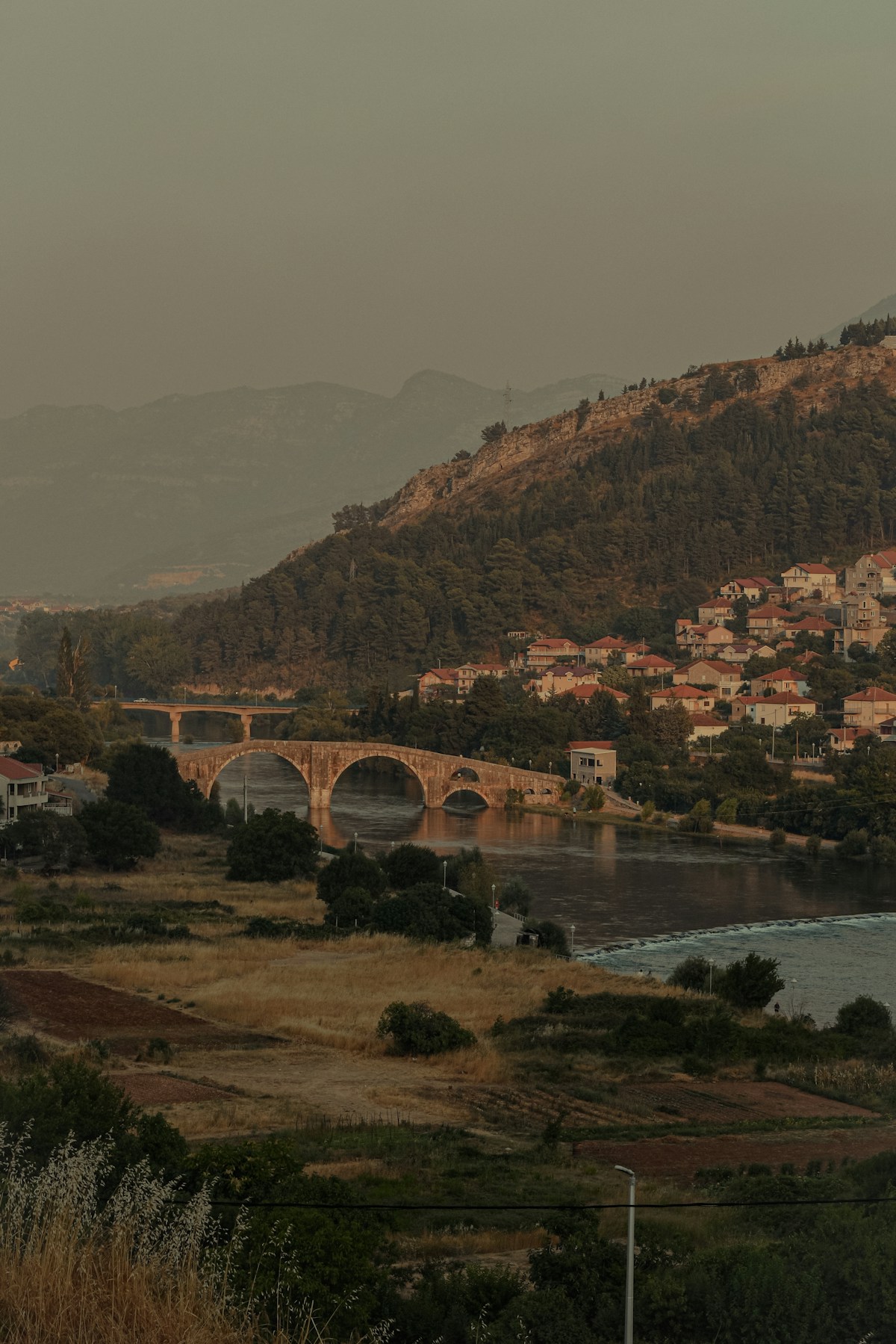 White bridge over the Trebišnjica river in Trebinje, Bosnia and Herzegovina