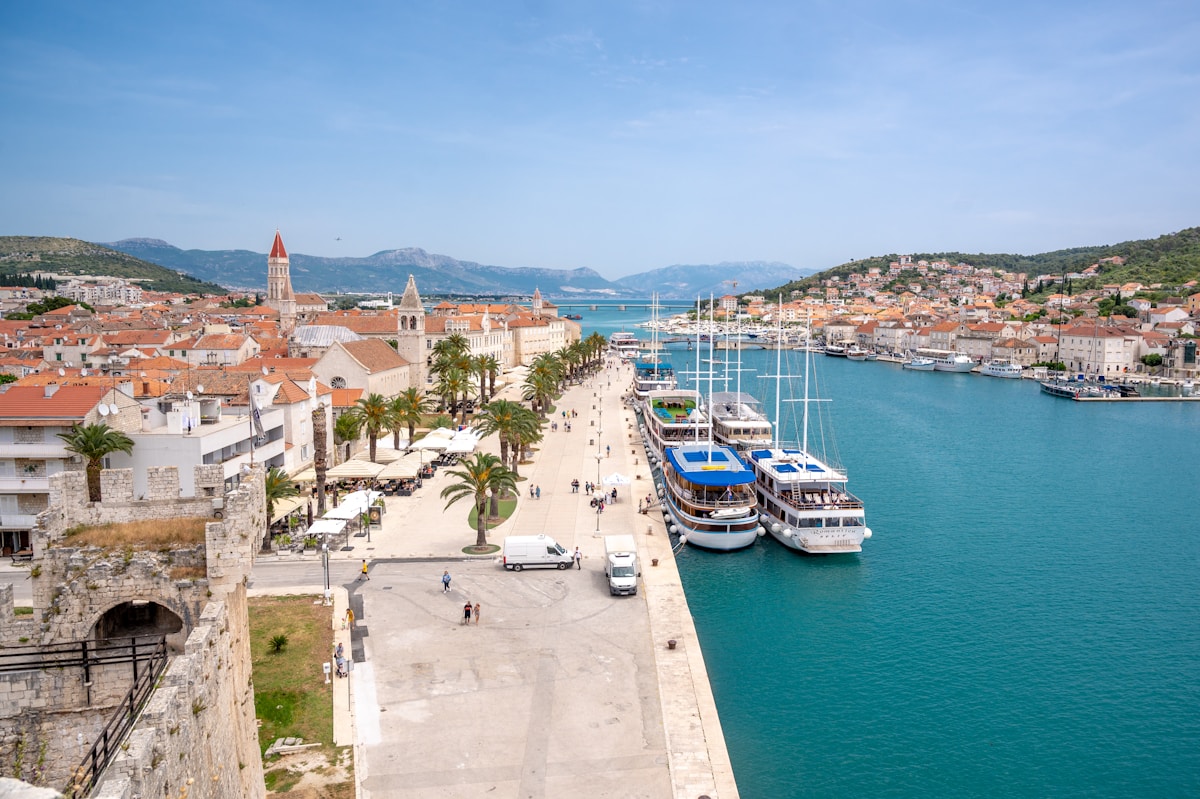 Boats moored in Trogir harbour, Dalmatia, Croatia