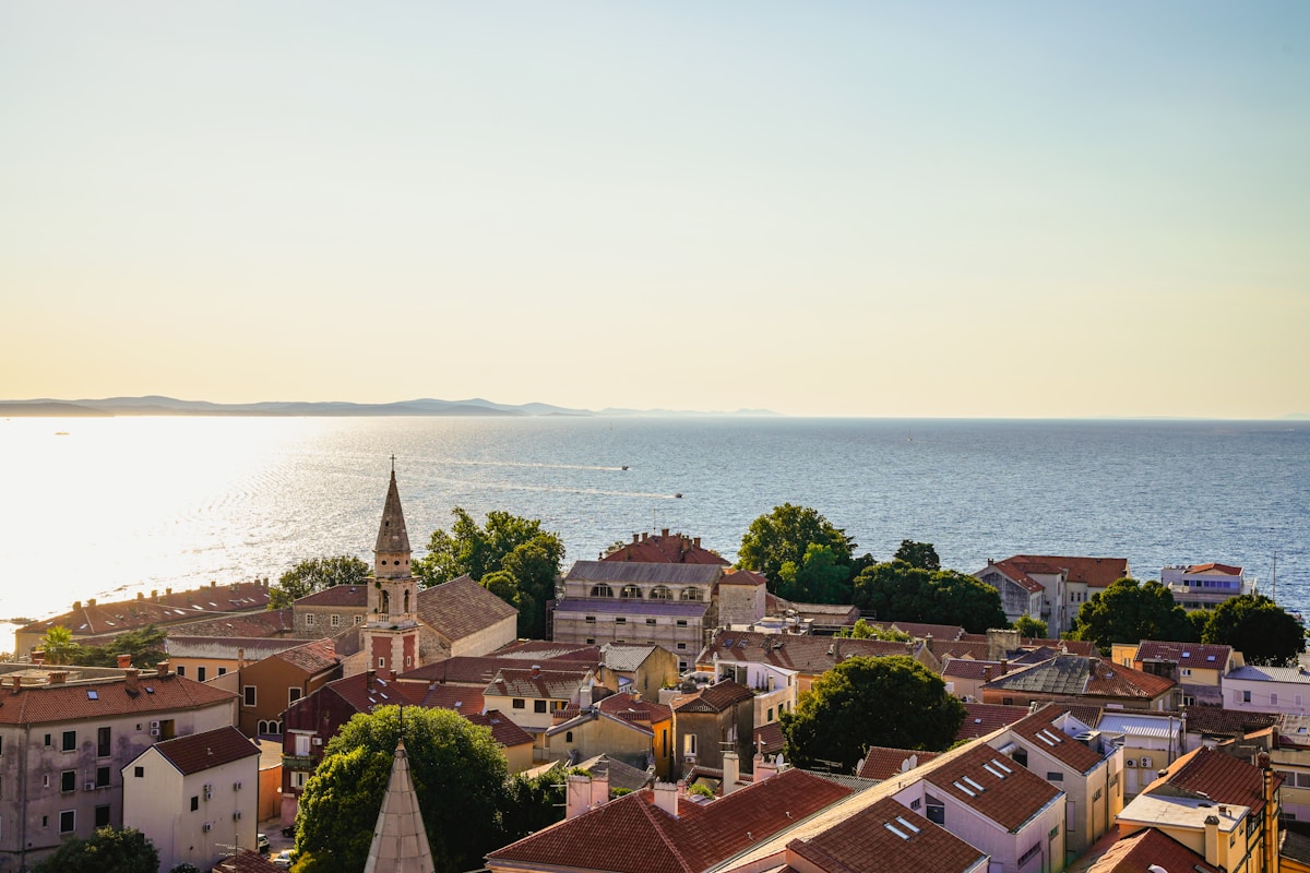 Zadar old town with the Adriatic coast in the background, Croatia