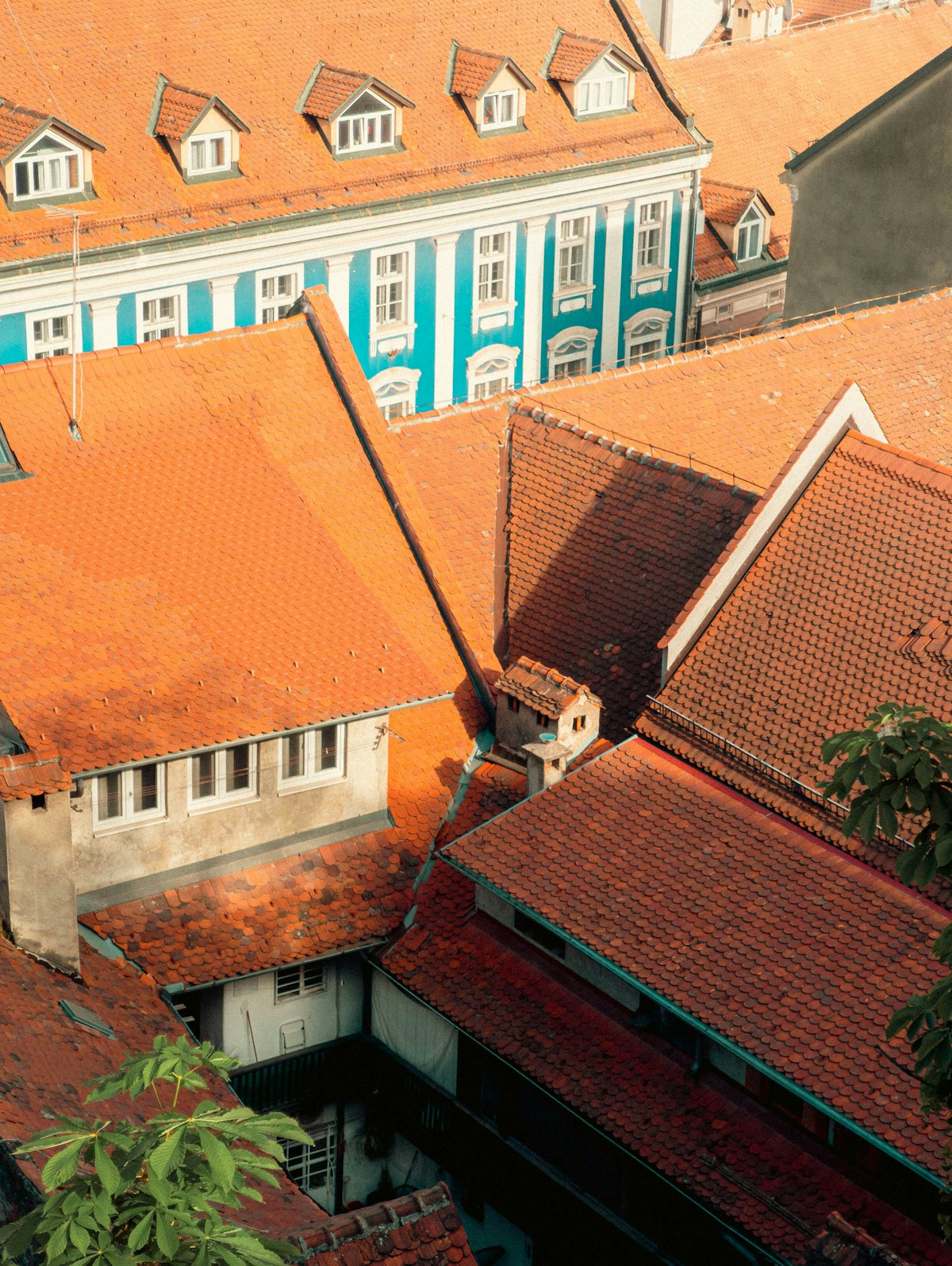 The colourful mosaic tile roof of St. Mark's Church in Zagreb's Gornji Grad